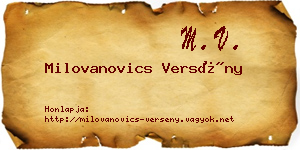 Milovanovics Versény névjegykártya